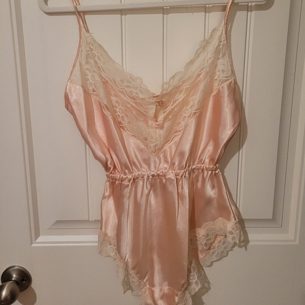 Vintage 1960's Onesie Romper Teddy Lingerie Nightgown Size Small